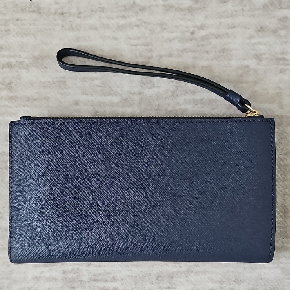 kate spade navy zip-around saffiano wallet with gold logo - Picture 4 of 8